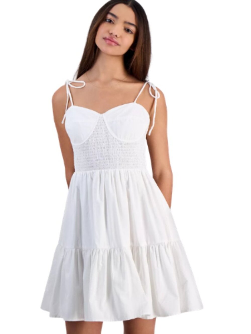 14th Place White Cotton Cupped Fit and Flare Sundress Juniors XL